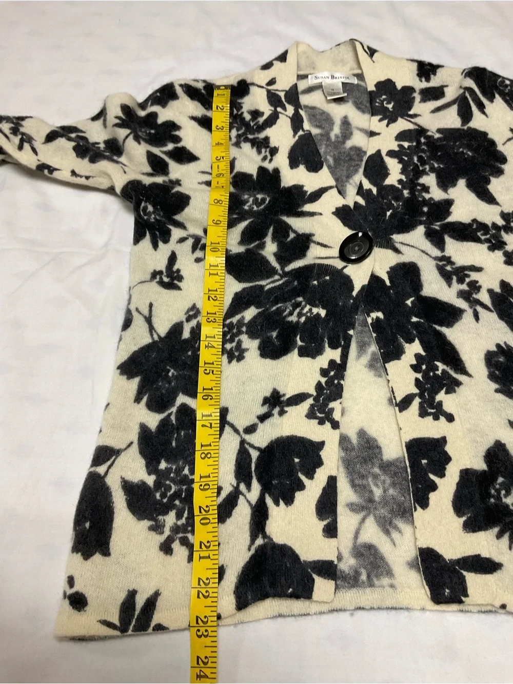 Vintage Susan Bristol Graphic Floral Cardigan Size M